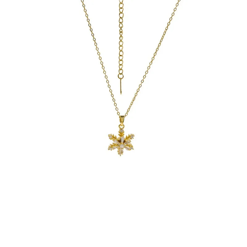 New Snowflake Pendant Necklace Accessories Light Luxury, Niche Women's Summer High Sense Does Not Fade Necklace Jewelry Set
