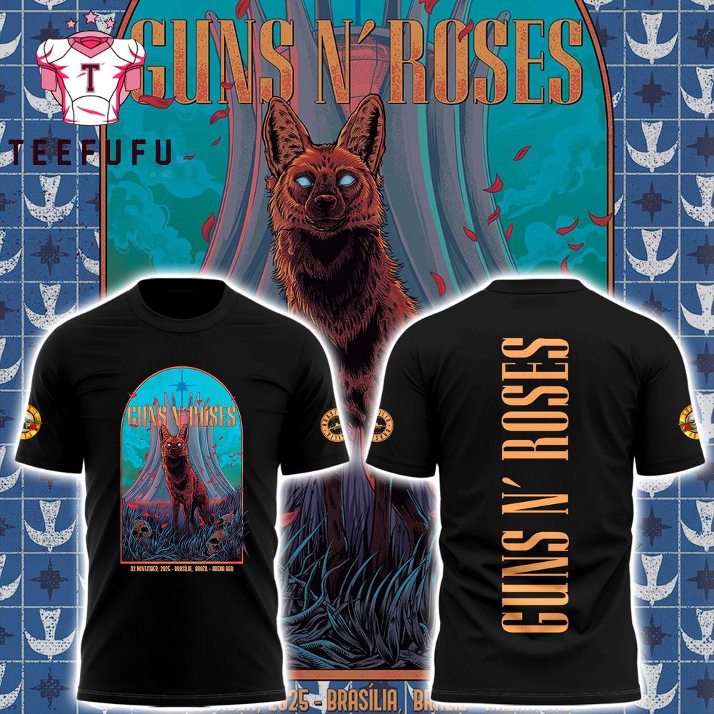 Guns N' Roses Brasilia Brazil Tour 2025 Black T Shirt