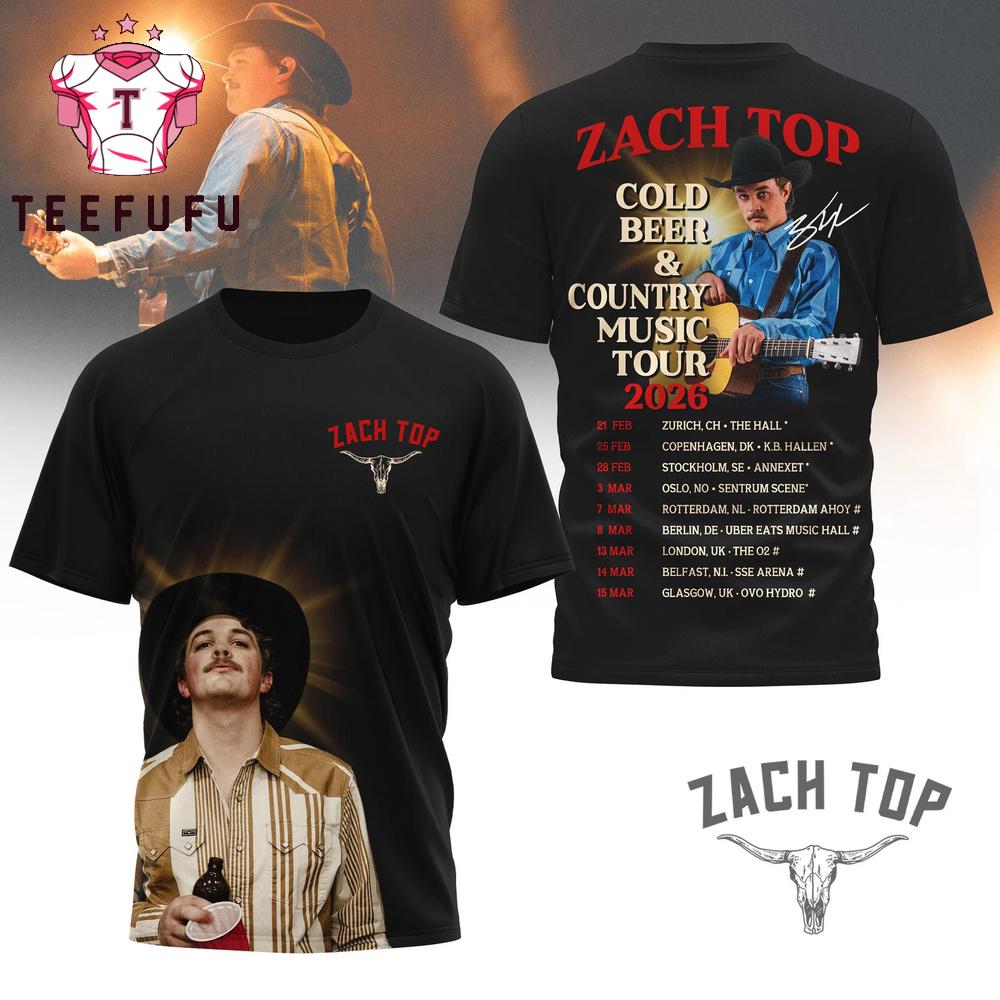 Zach Top Cold Beer And Country Music Tour 2026 3D Shirt